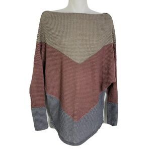 AndTheWhy Womens Sweater Size Small Multicolor Pullover Waffle Knit Color Block